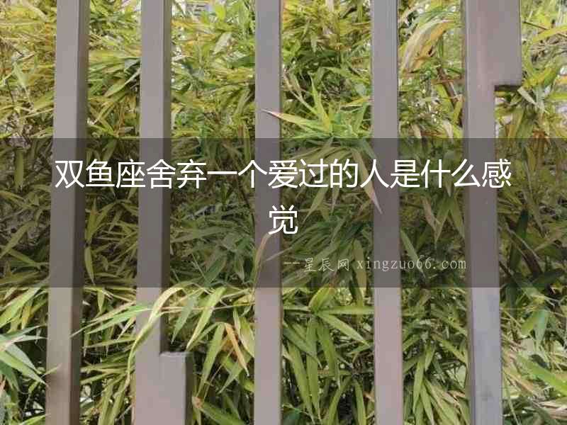 雙魚座舍棄一個(gè)愛過的人是什么感覺