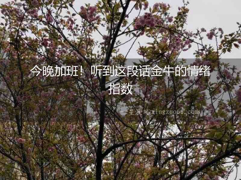 今晚加班！聽到這段話金牛的情緒指數(shù)