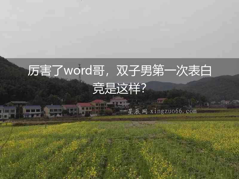 厲害了word哥，雙子男第一次表白競(jìng)是這樣？