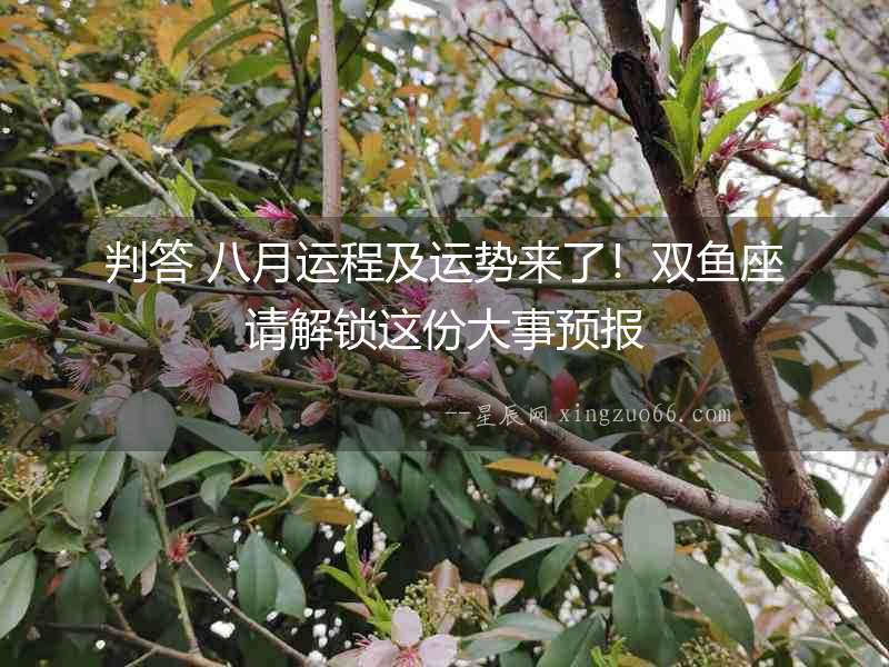 判答 八月運(yùn)程及運(yùn)勢(shì)來(lái)了！雙魚座請(qǐng)解鎖這份大事預(yù)報(bào)