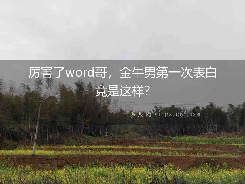 厲害了word哥，金牛男第一次表白競是這樣？
