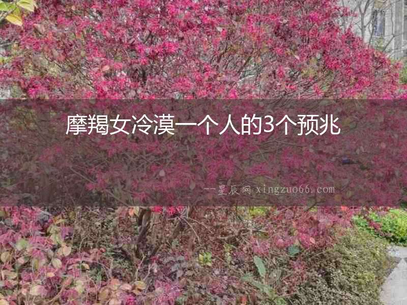 摩羯女冷漠一個人的3個預兆