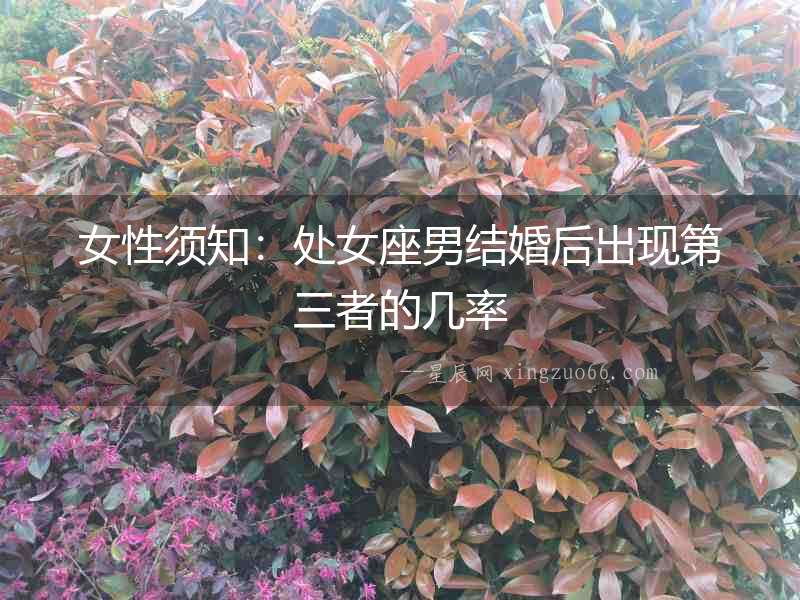 女性須知：處女座男結婚后出現第三者的幾率