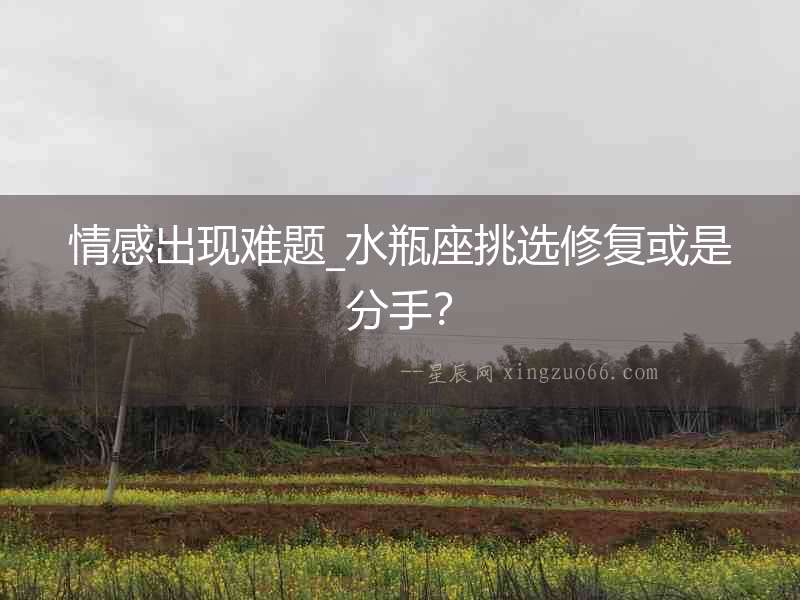情感出現難題_水瓶座挑選修復或是分手？