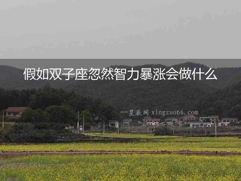 假如雙子座忽然智力暴漲會(huì)做什么