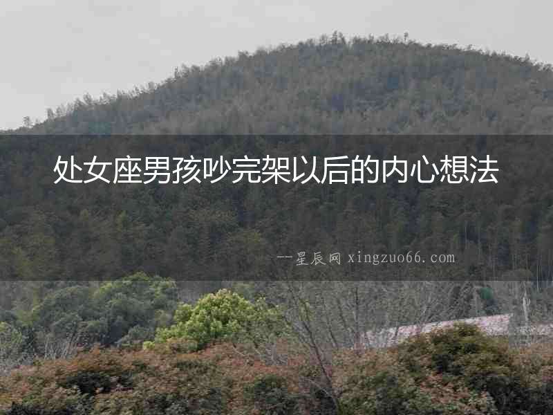 處女座男孩吵完架以后的內(nèi)心想法