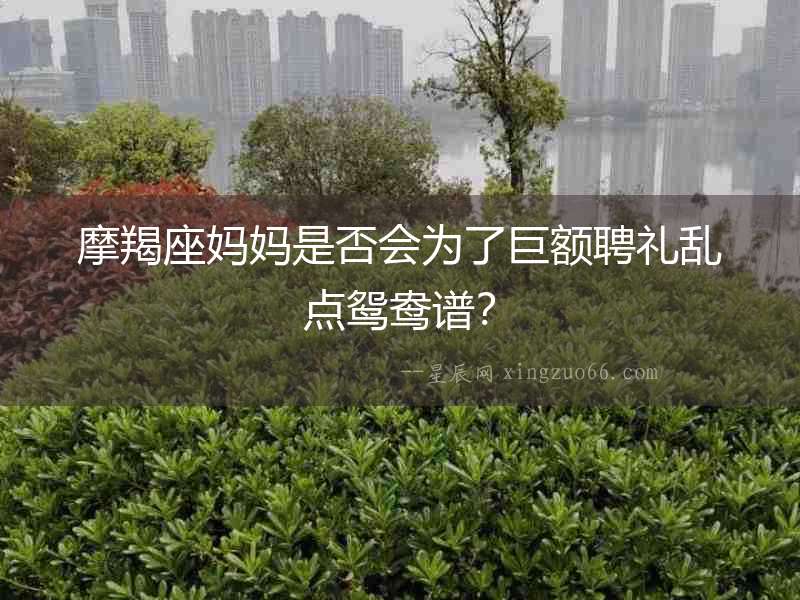 摩羯座媽媽是否會為了巨額聘禮亂點鴛鴦譜？