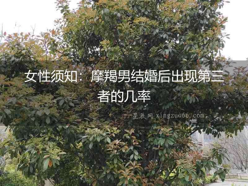 女性須知：摩羯男結婚后出現第三者的幾率