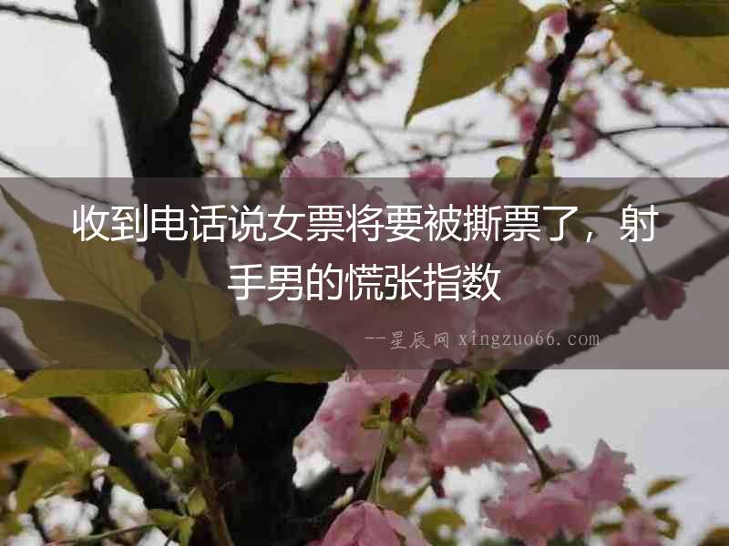 收到電話說女票將要被撕票了，射手男的慌張指數