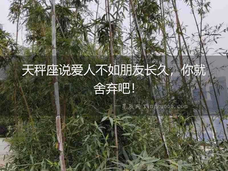 天秤座說愛人不如朋友長久，你就舍棄吧！