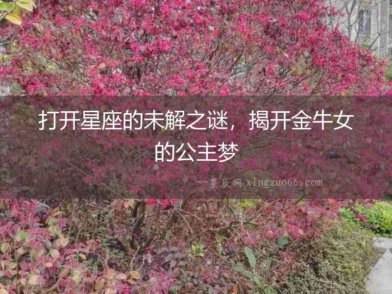打開星座的未解之謎，揭開金牛女的公主夢(mèng)
