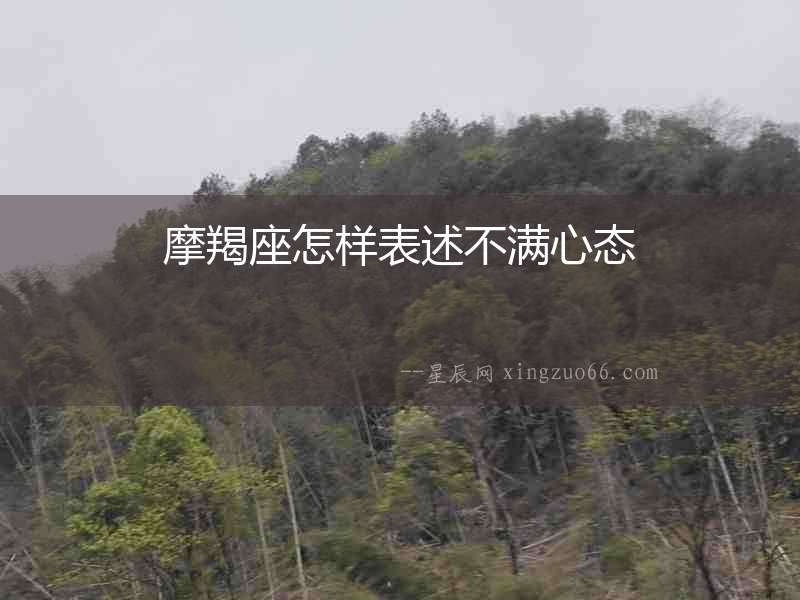 摩羯座怎樣表述不滿心態(tài)
