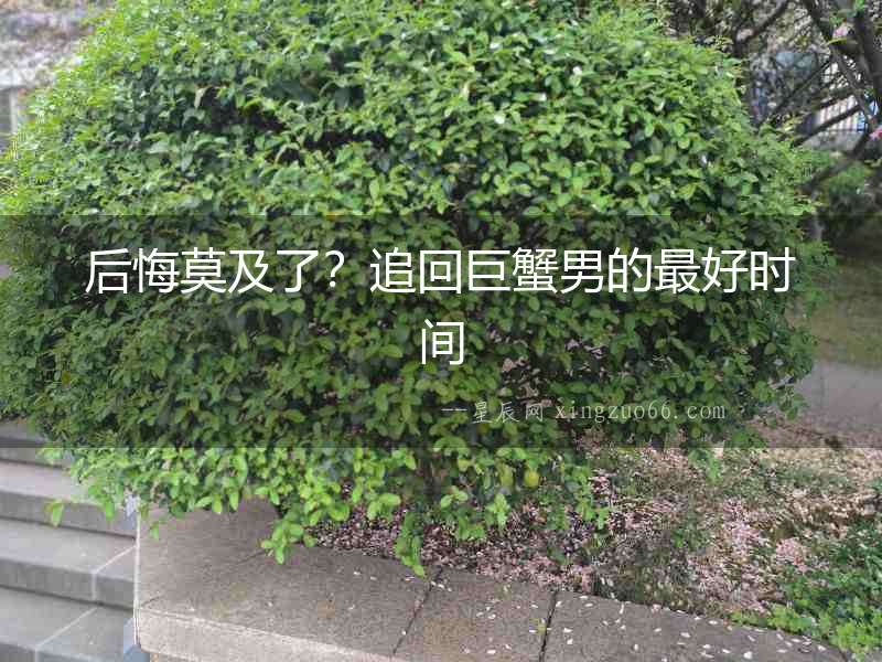 后悔莫及了？追回巨蟹男的最好時間