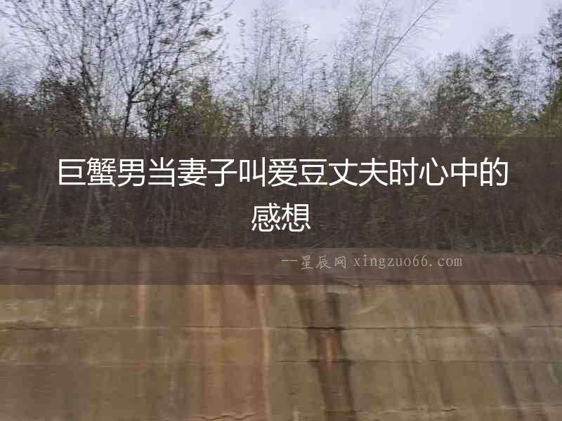 巨蟹男當(dāng)妻子叫愛豆丈夫時心中的感想