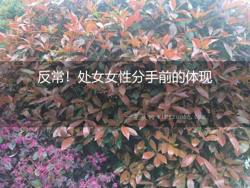 反常！處女女性分手前的體現(xiàn)