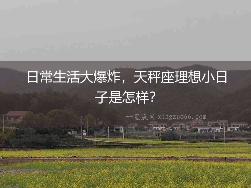 日常生活大爆炸，天秤座理想小日子是怎樣？