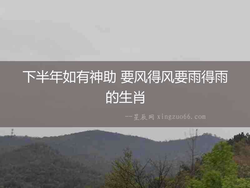 下半年如有神助 要風得風要雨得雨的生肖