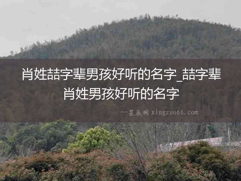 肖姓喆字輩男孩好聽的名字_喆字輩肖姓男孩好聽的名字