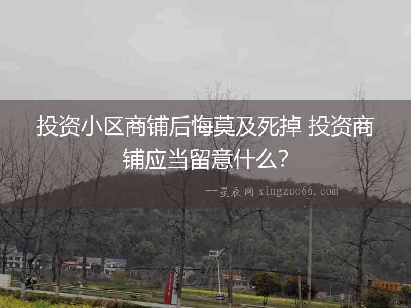投資小區商鋪后悔莫及死掉 投資商鋪應當留意什么？