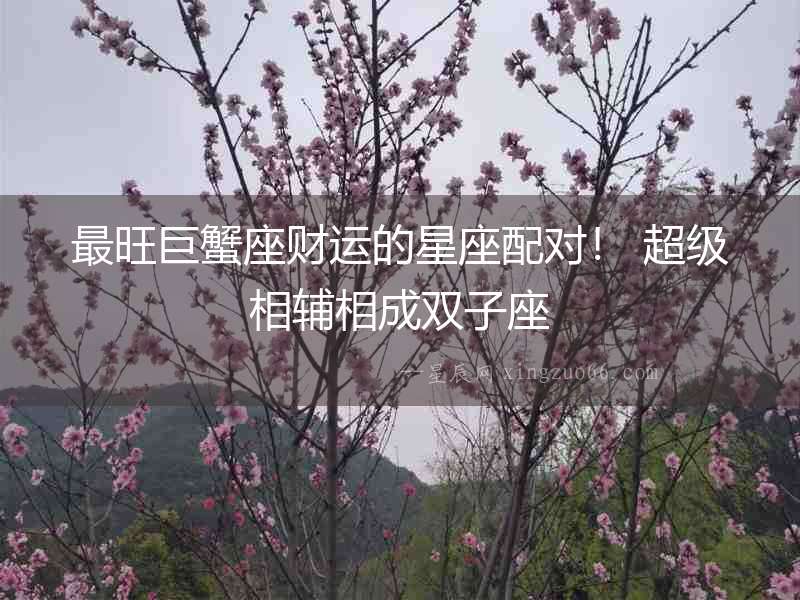 最旺巨蟹座財運的星座配對！ 超級相輔相成雙子座