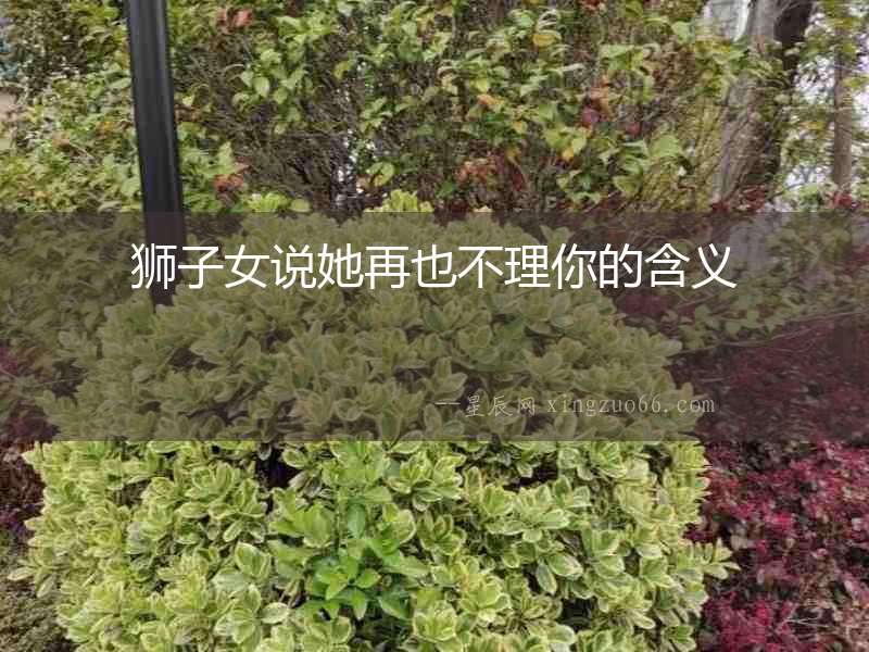 獅子女說她再也不理你的含義