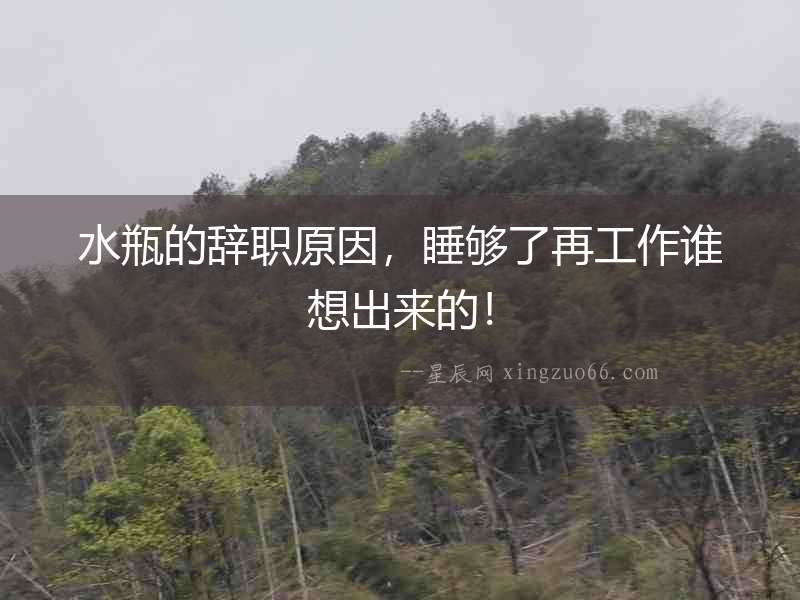 水瓶的辭職原因，睡夠了再工作誰(shuí)想出來的！