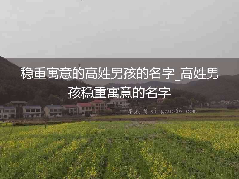 穩重寓意的高姓男孩的名字_高姓男孩穩重寓意的名字