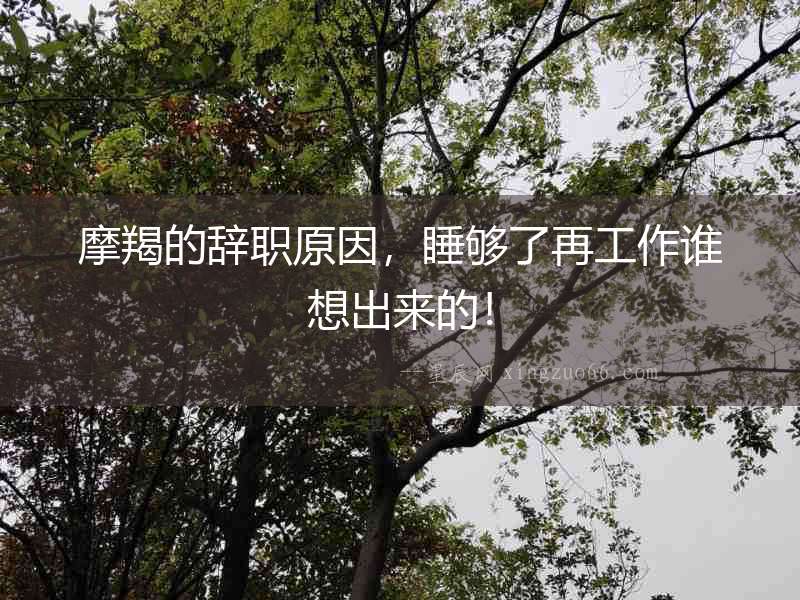 摩羯的辭職原因，睡夠了再工作誰(shuí)想出來(lái)的！