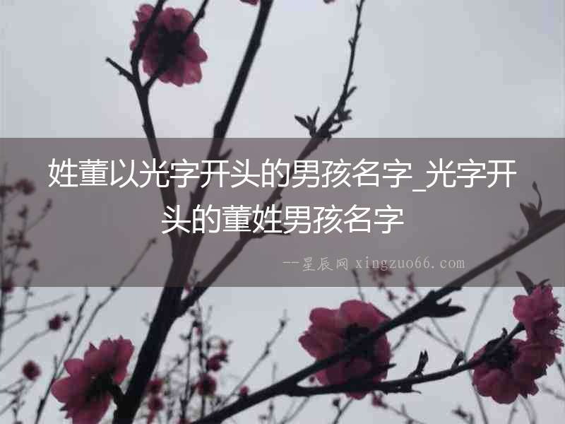 姓董以光字開頭的男孩名字_光字開頭的董姓男孩名字