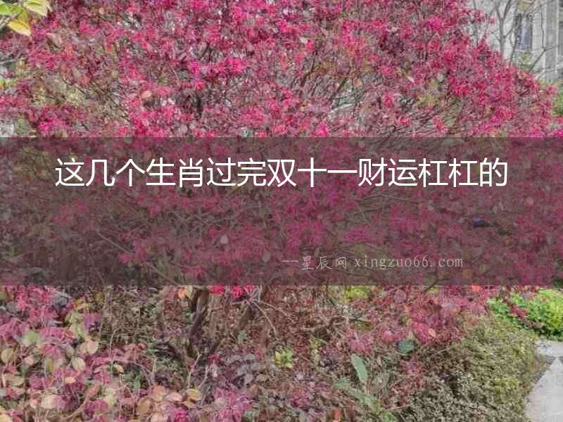 這幾個(gè)生肖過完雙十一財(cái)運(yùn)杠杠的