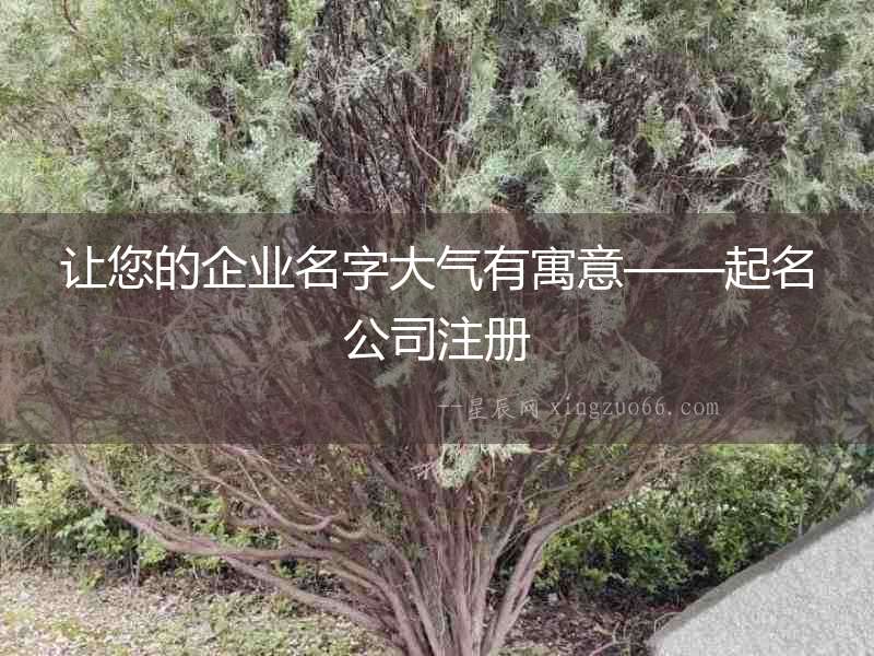 讓您的企業(yè)名字大氣有寓意——起名公司注冊