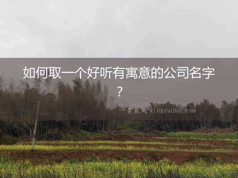 如何取一個(gè)好聽(tīng)有寓意的公司名字？