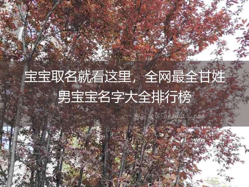 寶寶取名就看這里，全網最全甘姓男寶寶名字大全排行榜
