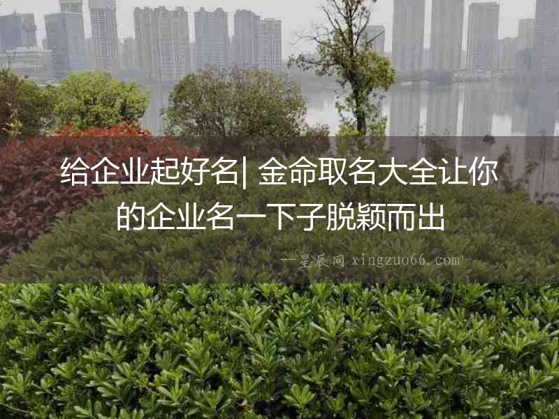 給企業(yè)起好名| 金命取名大全讓你的企業(yè)名一下子脫穎而出