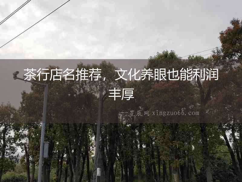 茶行店名推薦，文化養眼也能利潤豐厚