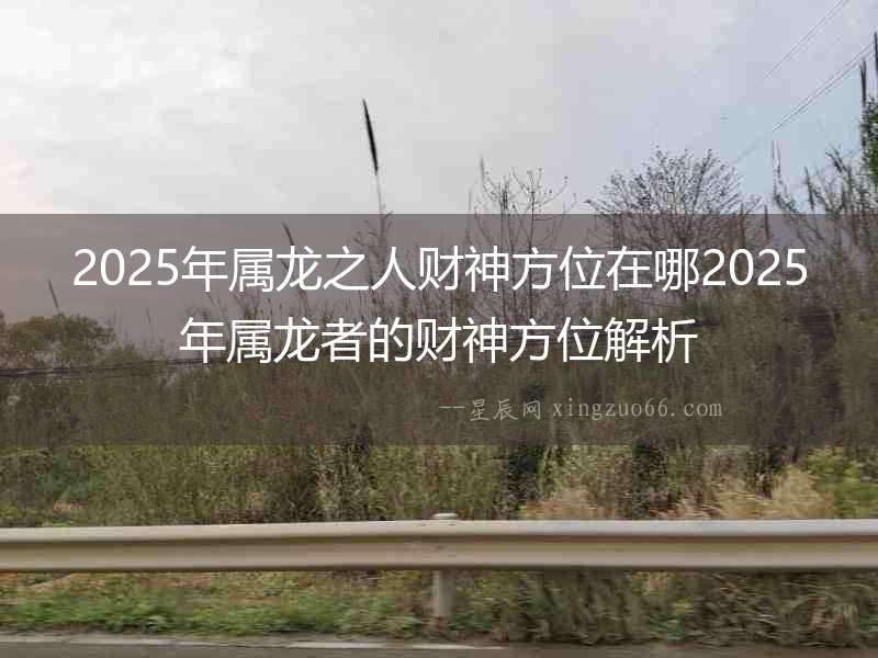 2025年屬龍之人財神方位在哪2025年屬龍者的財神方位解析